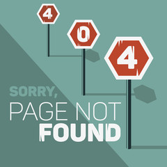 Oops, Error 404 Web Banner. Page Not Found. Stop Traffic Signs A