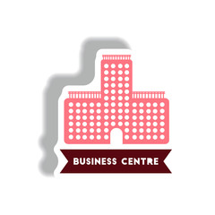 Obraz premium stylish icon in paper sticker style building business Centre