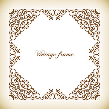 Decorative square frame vintage style for greeting, invitation, announcement