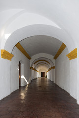 Large yellow and white Baroque style building in Antigua, guatemala