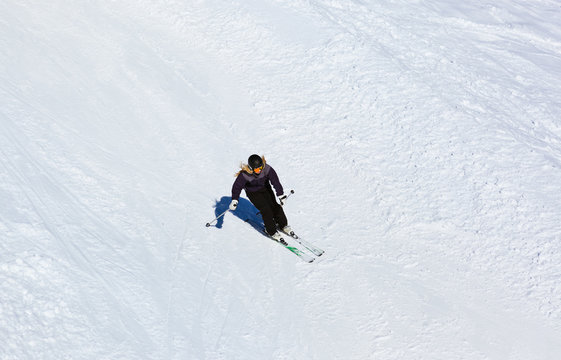 Skier at mountains ski resort Bad Gastein Austria