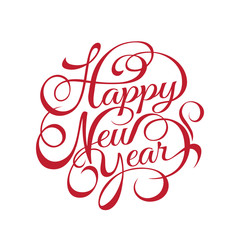 Fototapeta na wymiar Happy New Year vector text Lettering circle Typography Holiday