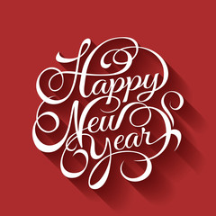 Happy New Year vector text Lettering circle Typography Holiday