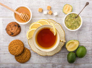  tea with lemon top view