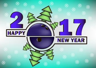happy new year 2017 and bowling ball