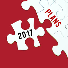 Fototapeta premium 2017 plans on jigsaw puzzle background