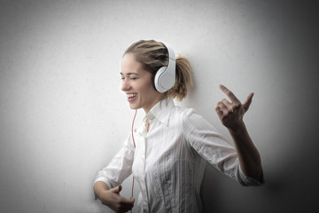 Young woman listening to music