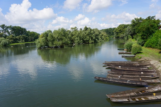 Altrhein mit Holzbooten, Holzzillen - Mothern/Elsaß