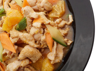 Chinese food. Chicken with orange and vegetables