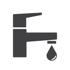 Modern Water Faucet with drop icon. Black silhouette. Vector illustration.
