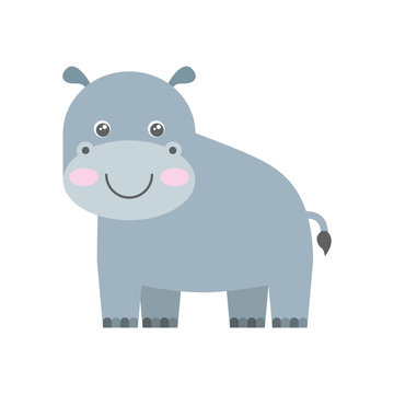 cute hippo animal isolated icon vector illustration design