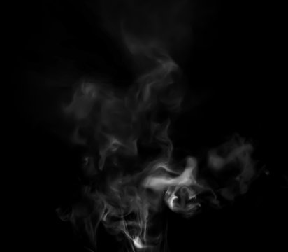 Smoke steam on black background