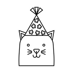cute cat with hat party vector illustration design