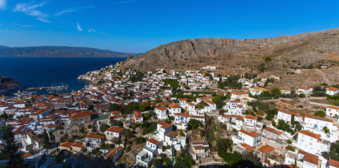 Naklejka premium Panoramic view of Hydra island, Greece.