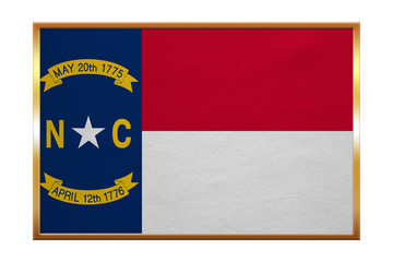 Flag of North Carolina golden frame fabric texture
