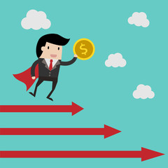 vector business finance. save money for investment concept,cartoon businessman with money in his hand to save. cartoon vector illustration for business design