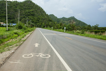 Fototapeta premium bike lane, bicycle lane with lake beside ,walking lane,15 km/h speed limit
