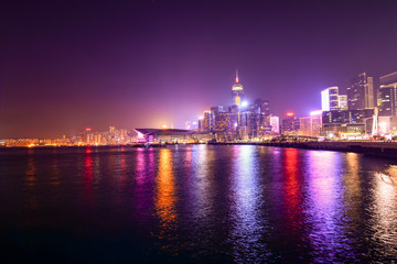 Fototapeta na wymiar Hong Kong skyscrapers at night