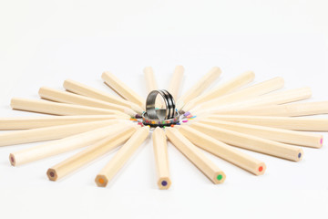 wooden color pencil wedding band