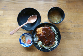 Japanese style deep fried pork with rice