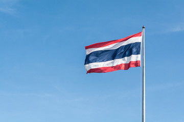 Thailand national flag fluttering in the wind.