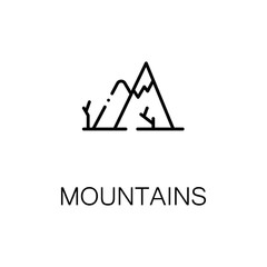 Mountains flat icon or logo for web design.