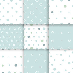 Scandinavian minimal pattern with circles and dots. Seamless patterns, hand drawn in black ink. Perfect for gift wrapping or printing on fabric.