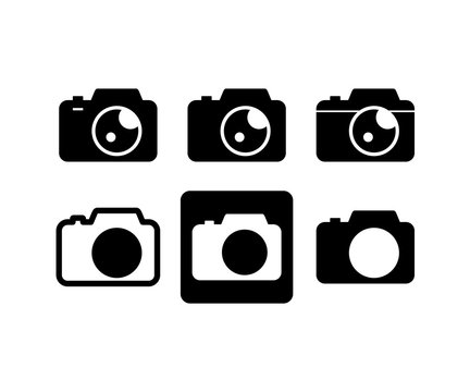 Silhouette Black Simple Camera Vector Icon Set