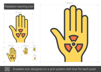 Radiation warning line icon.