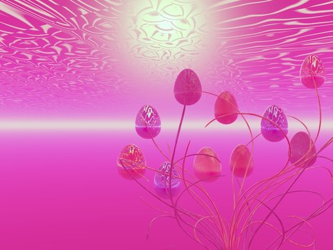 sfondo fucsia con disegno ovuli astratto