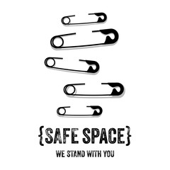 safety pins as a symbol of solidarity and human rights - obrazy, fototapety, plakaty