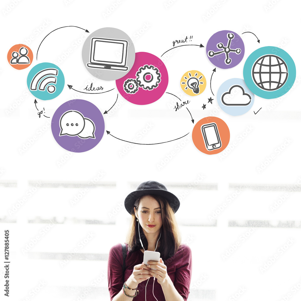 Aufkleber internet network communication connection concept