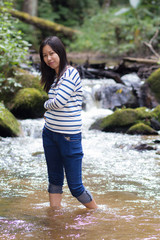 Portrait thai woman in river