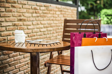 Cafe Relaxation Shopping Spending Shopaholic Consumerism Concept