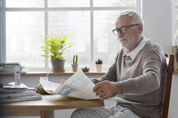 SEnior Adult Readding Newspaper Leisure Concept