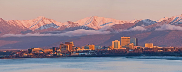 Anchorage Alaska Skyline - obrazy, fototapety, plakaty
