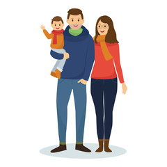 Fototapeta premium Happy Family in Winter Clothes
