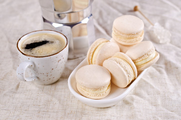 Homemade beige macaroon