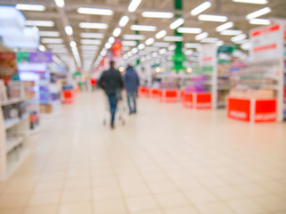 Abstract blurred supermarket aisle - obrazy, fototapety, plakaty
