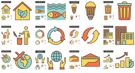 Ecology line icon set.