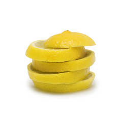 Naklejka na ściany i meble Yellow Lemon Slices Stack, Isolated on White Background