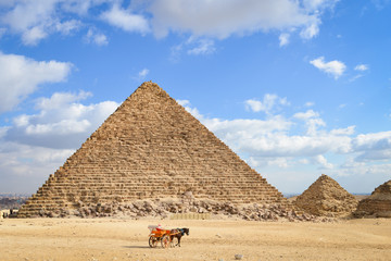 Fototapeta na wymiar Giza Pyramids in Cairo - Egypt