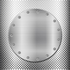 grey metal grid and circle plate