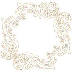 Golden Vintage border frame engraving with retro ornament pattern in antique baroque style decorative design. Vector.