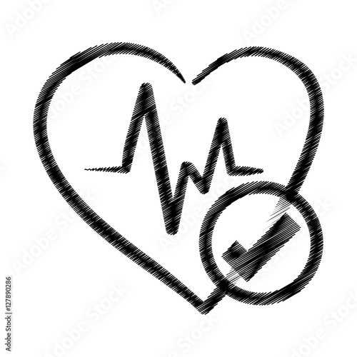  hand Drawing Heart Rate Ok Health Vector Illustration Eps 10 