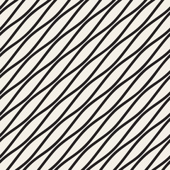 Obraz premium Vector Seamless Black and White Diagonal Wavy Lines Pattern