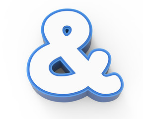 blue framed white ampersand mark