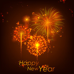Happy New Year celebration abstract Starburst Seasons greetings background with firework