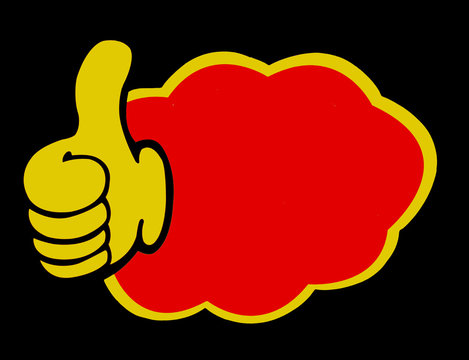 thump up sign on black background