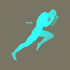 Fighter. Sports concept. 3D Model of Man. Human Body. Sport.